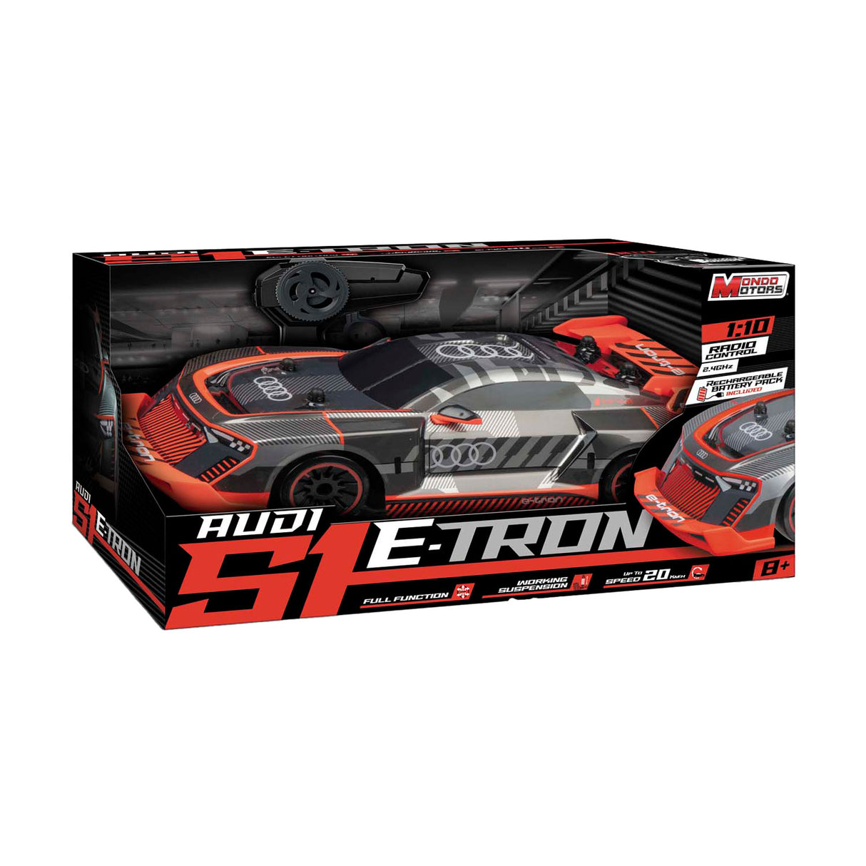 Mondo motors rc bestuurbare auto - audi s1 e tron, schaal 1:10