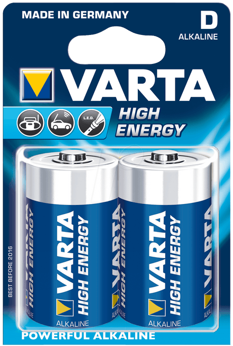 Varta D lr20 penlite alkaline per 2 stuks op kaart