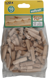 Wolfcraft gegroefde houten deuvels | buche | ø10 x 40mm | 120 stuks - 2909000