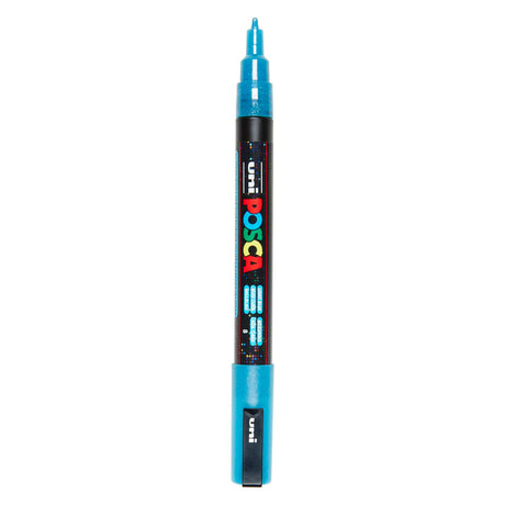 Uni posca pc3m verfmarker glitter lichtblauw - ronde punt tot 1,3 mm
