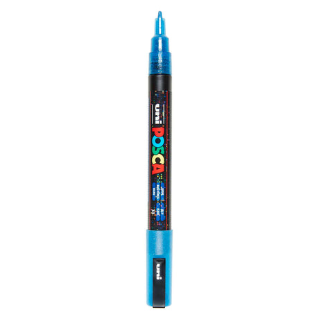 Uni posca pc3m verfmarker glitter donkerblauw - ronde punt tot 1,3 mm