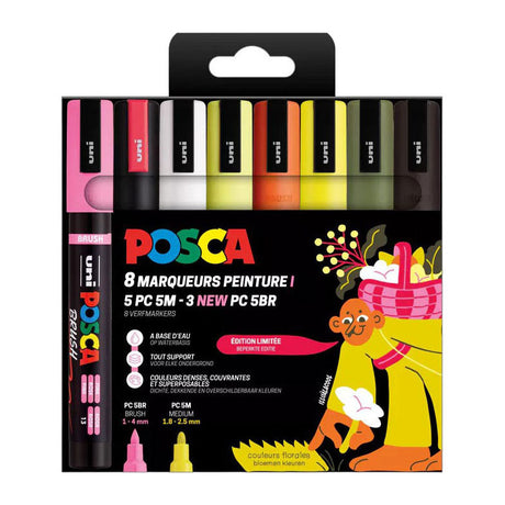 Uni posca pc5m markers set bloemen kleuren - 8st.
