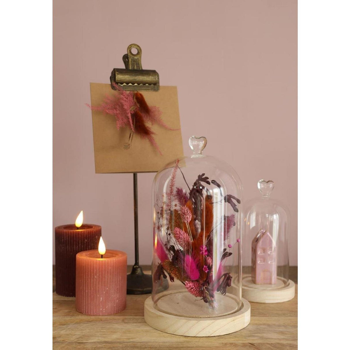 Ideas 4 seasons stolp hart met houten basis ã˜10xh18cm