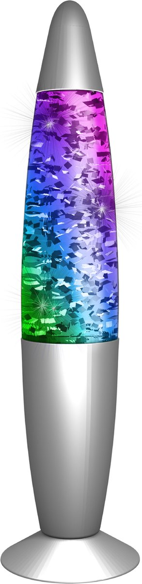 Partyfunlights - glitterlamp multi-color led - energiezuinige technologie - verandert van kleur - hoogte 34cm - incl. adapter
