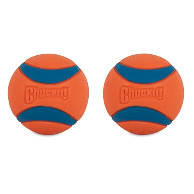 Chuckit! ultra ball - hondenbal - rubber - drijvend - maat m - 6 cm - oranje - 2 stuks