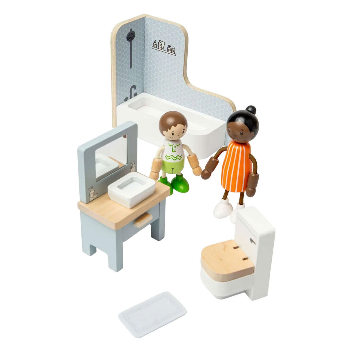 Bigjigs houten poppenhuis meubels badkamer - 4dlg.