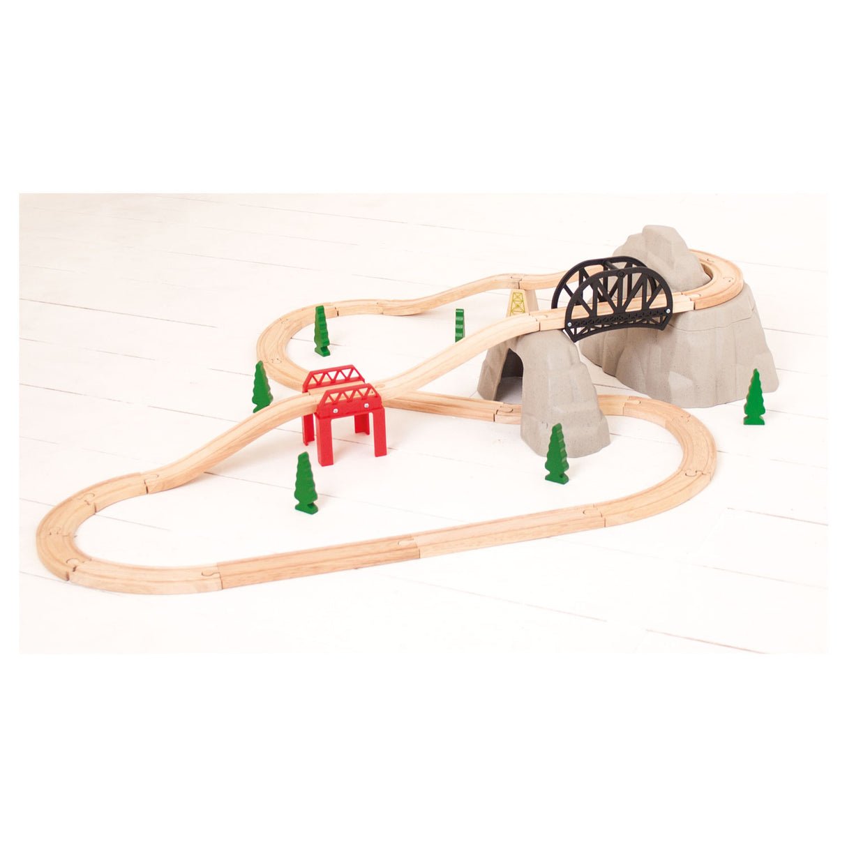 Bigjigs houten rails rocky mountain uitbreidingsset, 12dlg.