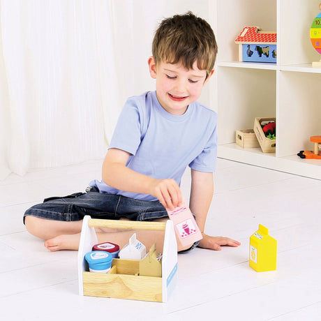 Bigjigs houten kistje met zuivelproducten, 7dlg.