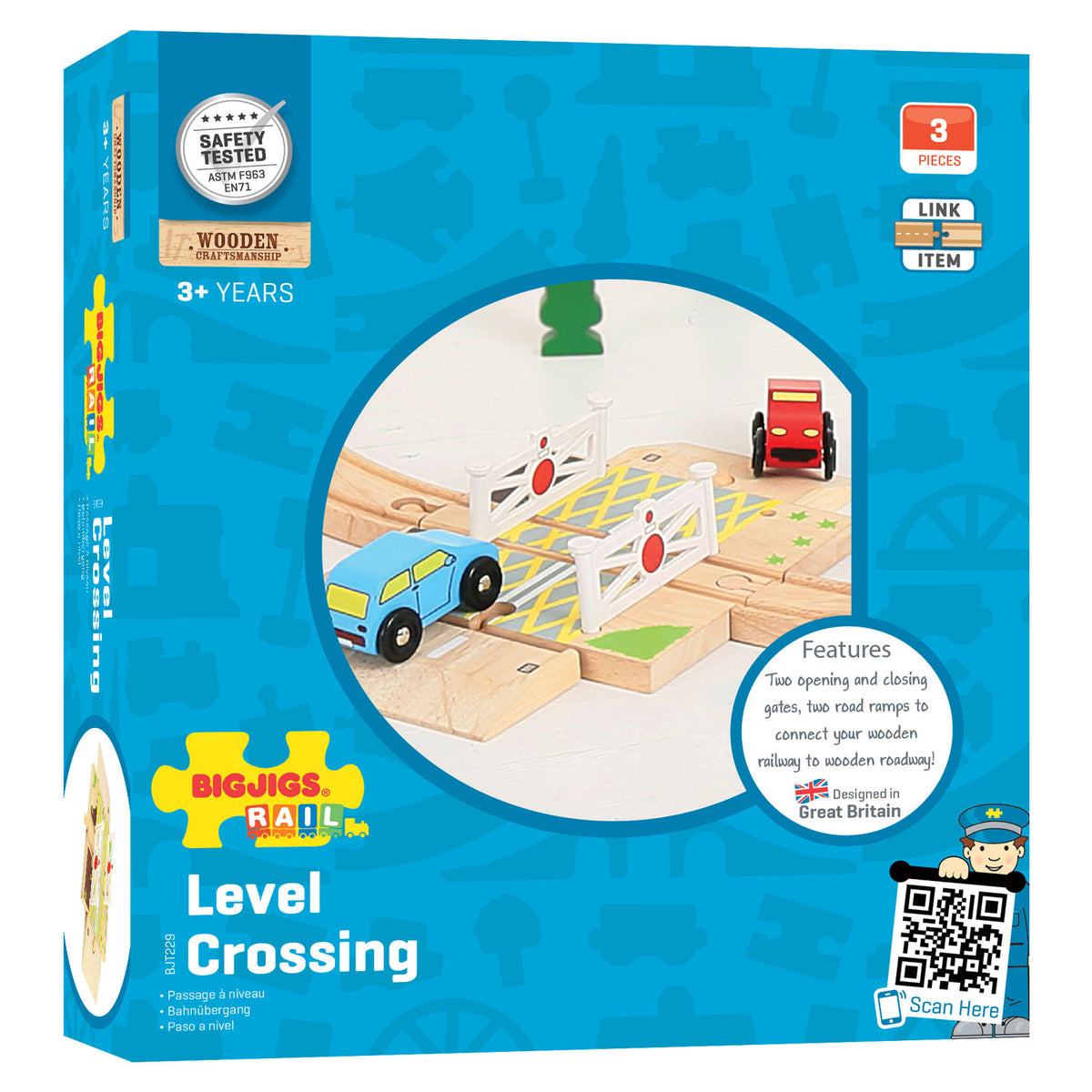 Bigjigs houten rails - spoorwegovergang