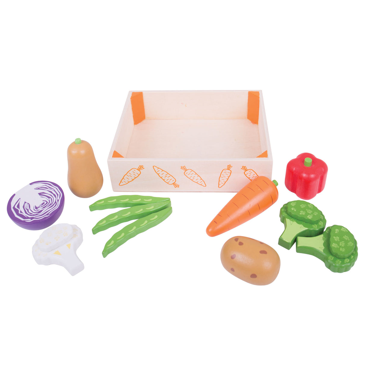 Bigjigs toys - houten groentekistje