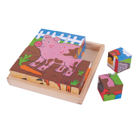 Bigjigs hëlze Block Puzzle Bauerenhaff