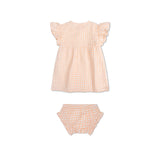 Sunset grid | oranje wit meisjes set strand - muslin