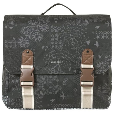Basil dubbele fietstas bohème mik 35 liter - zwart charcoal