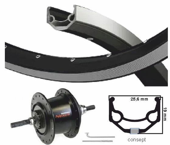Kgs achterwiel 28 inch 622 zw zilv nexus 7 rollerbrake velgrem