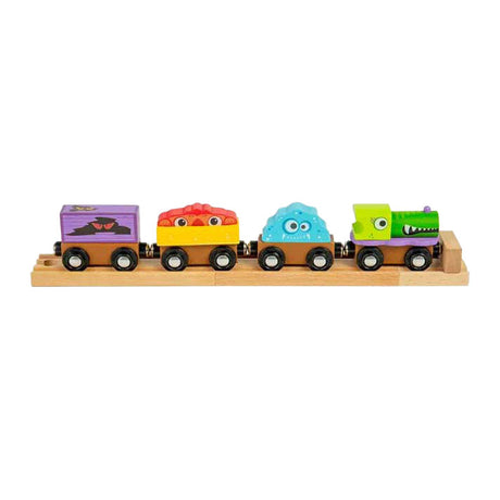 Bigjigs houten monster-trein, 4dlg.