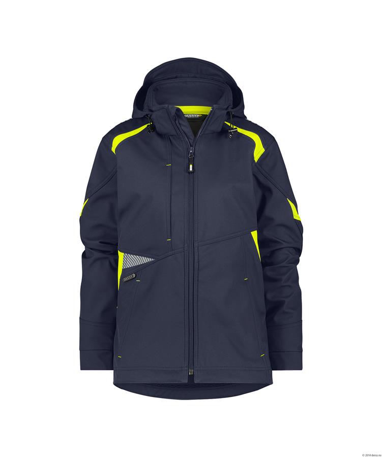 Dassy softshell kalama women polyester nachtblauw fluogeel l