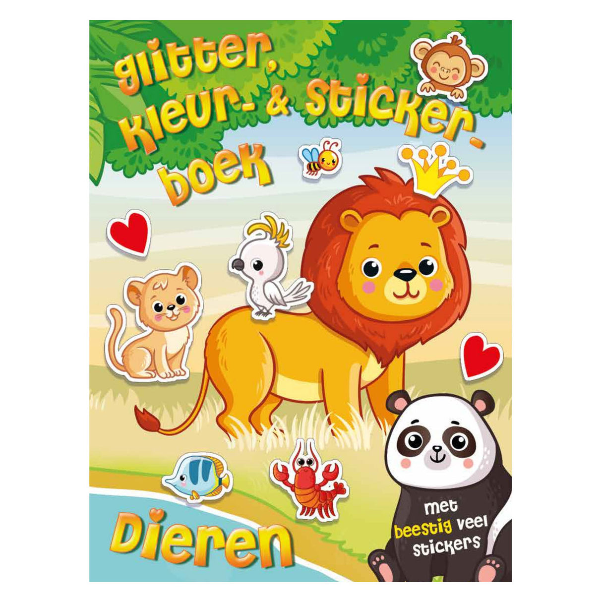 Mondikaarten Glitter-, Kleuren Stickerboek Dieren