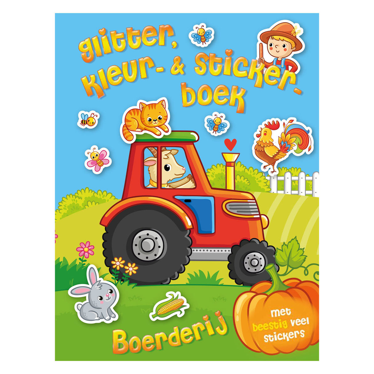 Mondikaarten Glitter-, Kleuren Stickerboek Boerderij