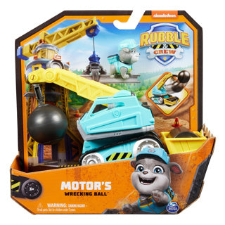 Rubble crew - motor's wrecking ball-speelgoedauto met speelfiguur en beweegbare onderdelen - paw patrol speelgoed