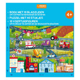 Rebo publishers boek, puzzel + 10 figuren - voertuigen