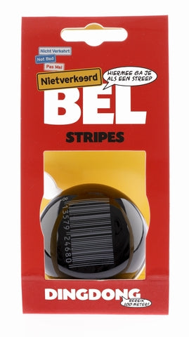 NietVerkeerd Nv ding dong bel 60mm stipes zwart met barcode kaart