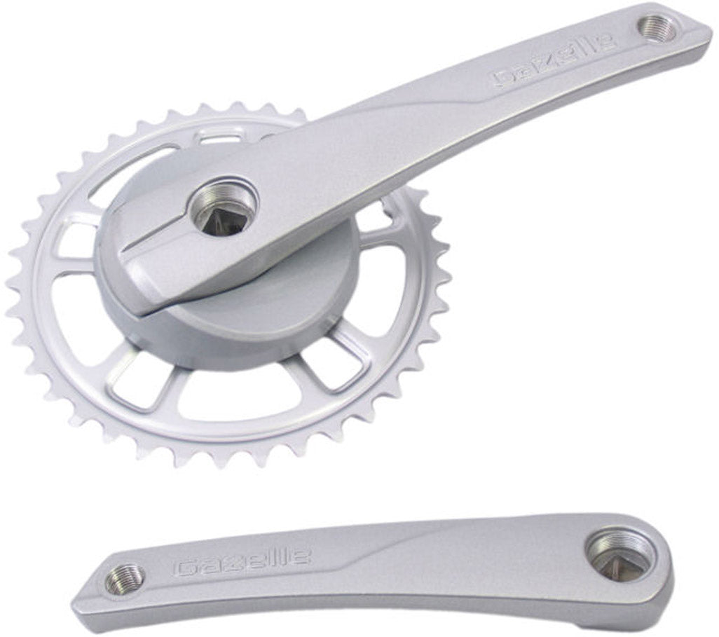 Gazelle crankset 38t. aluminium staal zilver 371315200