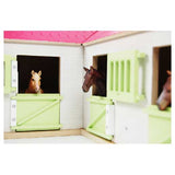 Kids Globe Globe Globe Paardenhoekstal met 3 Boxen en Berging Roze 1:24