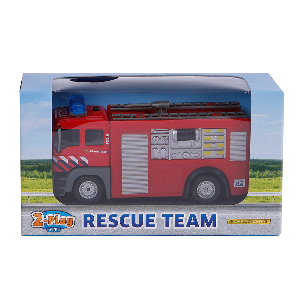 2-play Die-cast Pull Back Brandweer NL Licht en Geluid