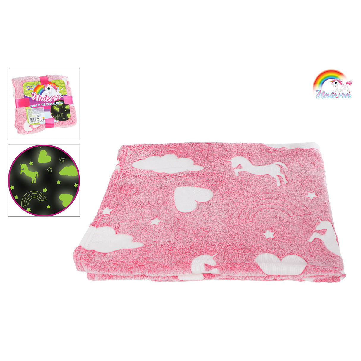 Unico Glow in the Dark Deken Unicorn, 100x150cm