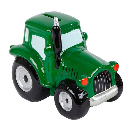 Kids globe spaarpot aardewerk tractor groen