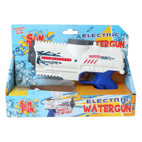 Sun fun waterpistool elektrisch met fles 18cm wit blauw speelgoed .