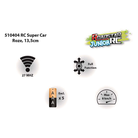 Roadstar rc auto 27mhz roze 13,5cm