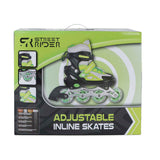 Street rider inline skeelers groen zwart verstelbaar, maat 33-36