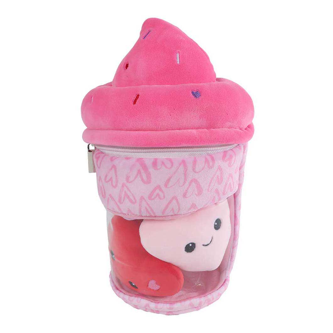 Van manen pluche ijsje knuffel met hartjes - 25cm speelgoed.