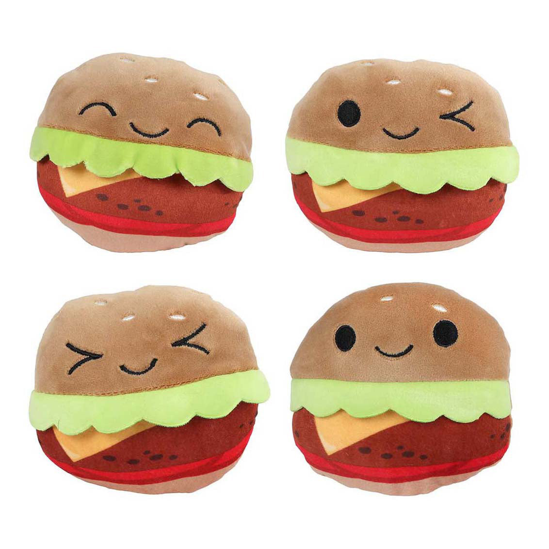 Fluffy menu zak met 4 hamburgers pluche - 40cm