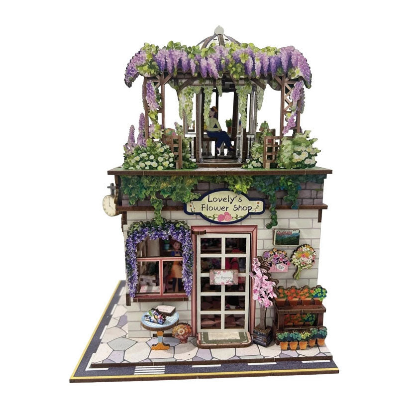 Woodworks houten bouwpakket flower shop met licht - 238dlg.