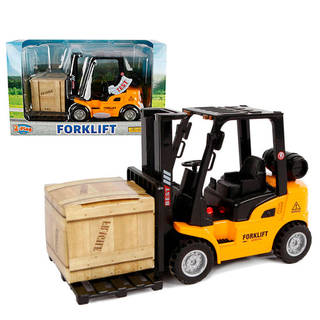 2-play vorkheftruck pull-back 14 cm geel zwart