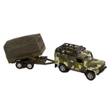 Kids Globe Globe Die-cast Land Rover Met Aanhanger Leger, 27cm