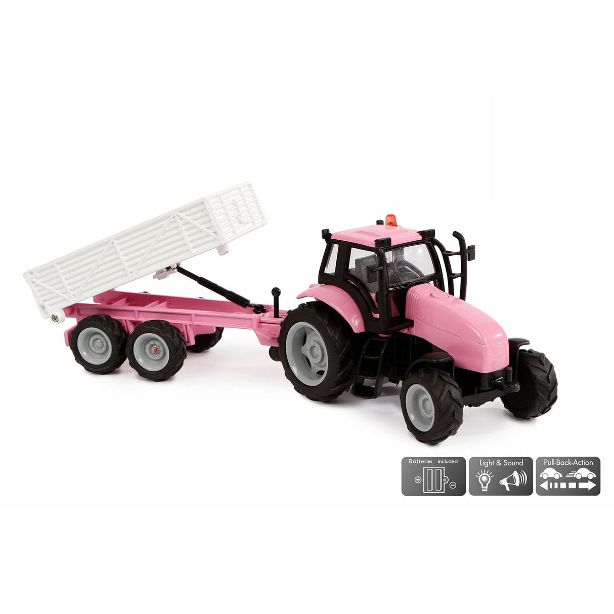 Kids Globe Globe Die-cast Tactor met Aanhanger Roze