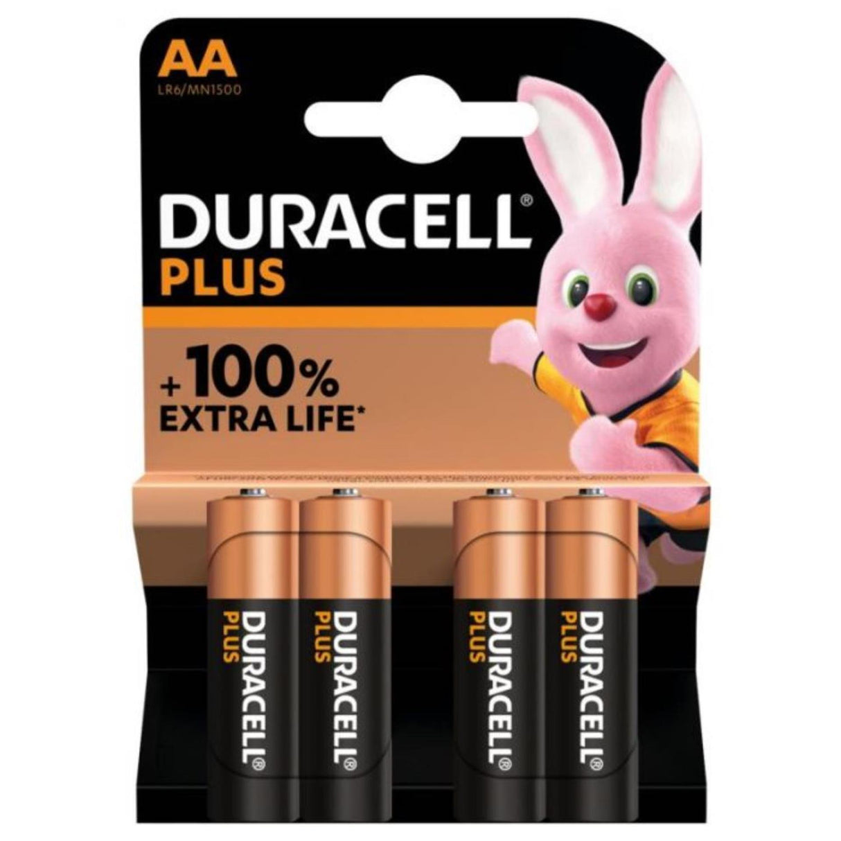 Duracell plus aa batterij lr6 mn1500 1,5v<br> kaart a 4 stuks