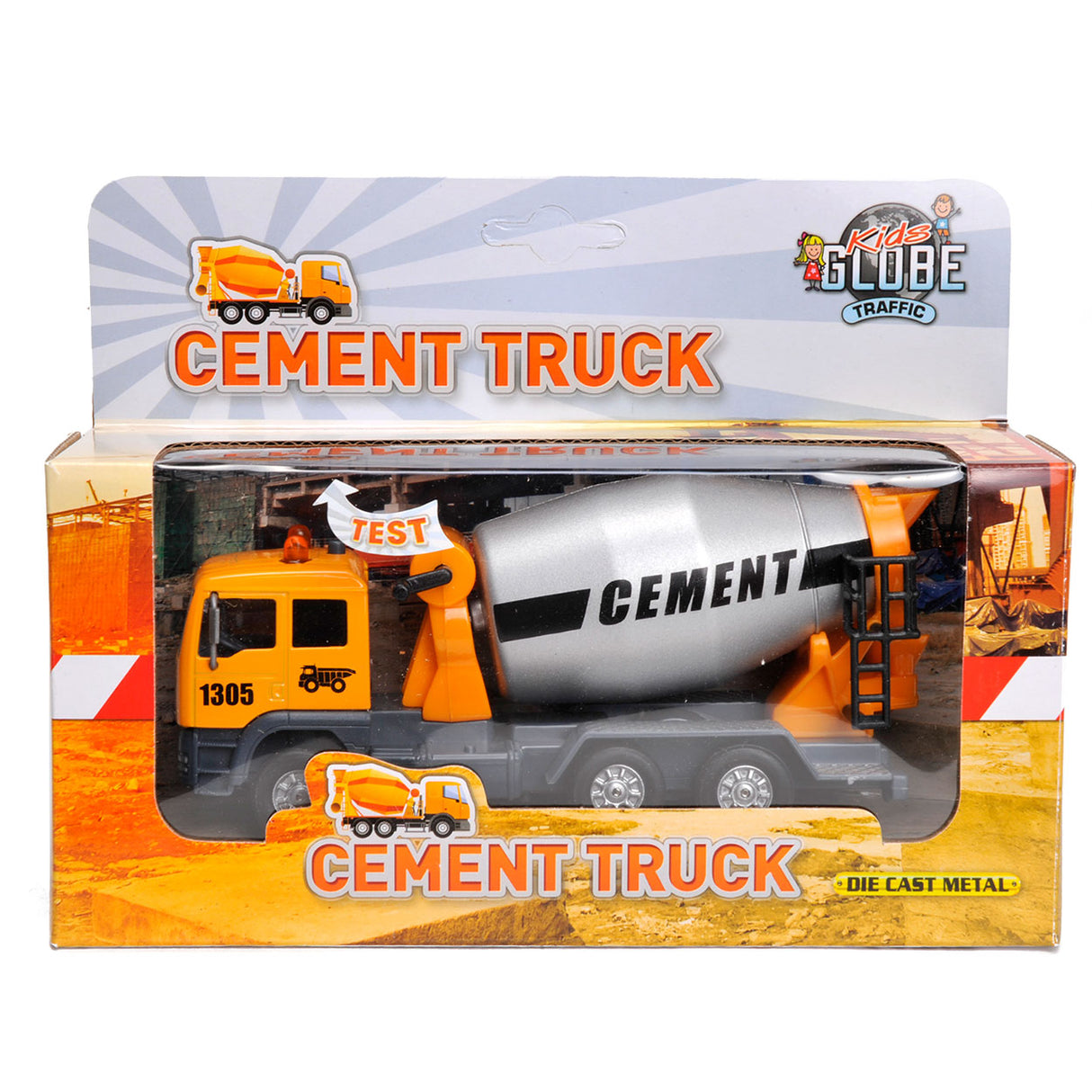 Kids globe pull back cementwagen met licht geluid