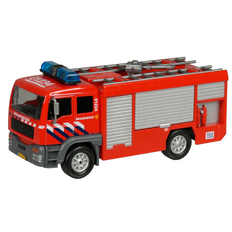 Die cast kids globe metalen brandweerauto met licht en geluid - speelgoedvoertuig: 13 cm