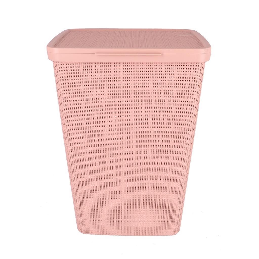 Curver wasmand met deksel jute-look 58l roze