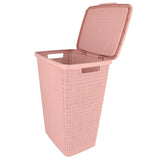 Curver wasmand met deksel jute-look 58l roze