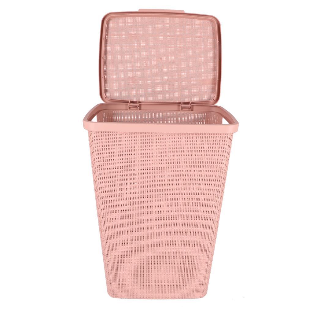 Curver wasmand met deksel jute-look 58l roze