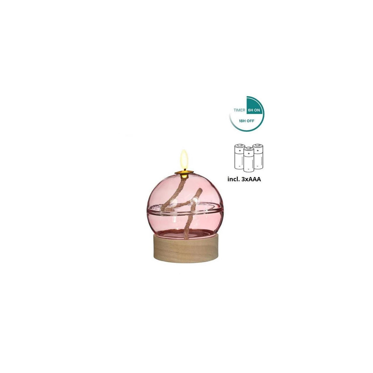 Ideas 4 seasons led olielamp roze met timer ø10xh13,5cm