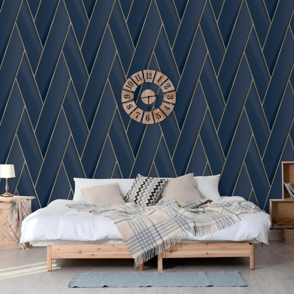 DUTCH WALLCOVERINGS DUTCH WALLCOVERINGS Behang Geometric blauw en goudkleurig