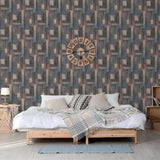 DUTCH WALLCOVERINGS DUTCH WALLCOVERINGS Behang Wood blauw en bruin