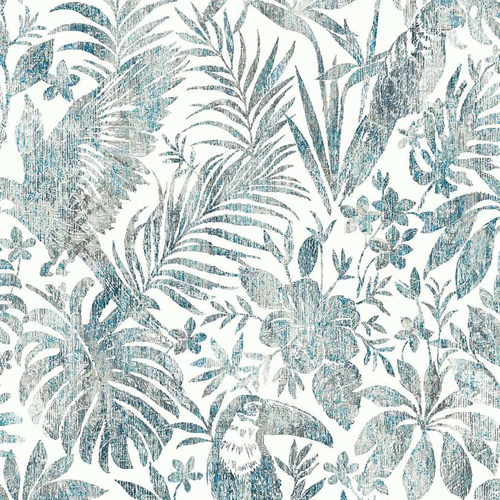 DUTCH WALLCOVERINGS DUTCH WALLCOVERINGS Behang bladeren en toekan blauw