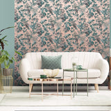 Dutch wallcoverings behang bladeren en vogels groen en roze